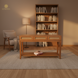 โต๊ะคอนโซลไม้สักแท้ Ardin รุ่นโมเดิร์น พร้อมที่เก็บของ - ทนทานและทำความสะอาดง่าย ใช้ได้หลายห้อง เฟอร์นิเจอร์ห้องนั่งเล่น - Product Image 4