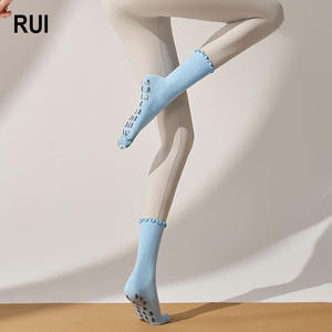 RUIQUWIN Hot Selling Women's Mid Calf Five Toe Non-slip Yoga Pilates Cotton Antibacterial Breathable <b>Socks</b> Lace Sweat Sports - Product Image 1
