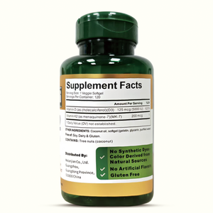 Complément alimentaire en gélules <span class=keywords><strong>de</strong></span> vitamine D3 et K2 en gros, matière première K2 MK7, 5000 UI, <span class=keywords><strong>huile</strong></span> <span class=keywords><strong>de</strong></span> poisson, capsules <span class=keywords><strong>de</strong></span> vitamine D3 K2 - Product Image 2