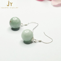 Bijoux de mode Boucles d'oreilles en jadéite sculptées à la main En gros Naturel Birmanie Jade S925 Boucles d'oreilles en argent Myanmar Jade Boucles d'oreilles
