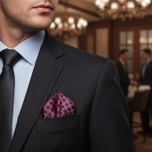 Mouchoir à col tissé en jacquard à carreaux rose et noir - Product Image 3