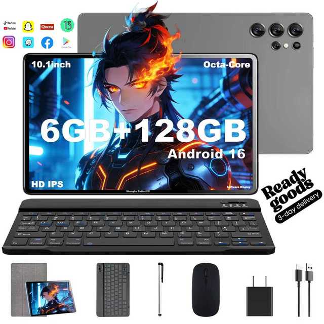 New Model with a Keyboard 10.1" MTK Octa-Core Tablet PC Capacitive Screen Business Entertainment Use Wi-Fi Android 10 3GB RAM