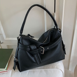 Pochette vintage en cuir PU imperméable pour femmes, grande capacité, deux sangles, fermeture à glissière, sac à main portable - Product Image 1