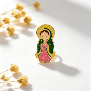 Pin de esmalte duro con forma de concha, Cruz Roja, chapado en plata, aleación de zinc, pin de solapa, broche religioso, insignia de recuerdo para peregrinos - Product Image 4
