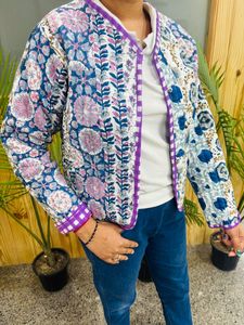 High Quality Cotton <b>Quilted</b> <b>Jacket</b> Block Printed Boho Style <b>Quilted</b> Handmade <b>Jackets</b>, Gifts Button Closer <b>Jacket</b> for Women Gifts - Product Image 3