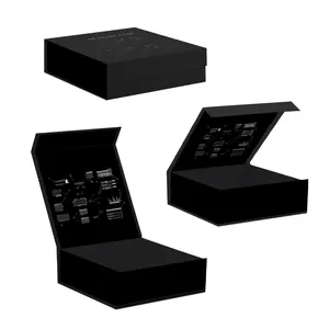 Black Luxury Custom Paper Folded Gift Box Clothes Large Magnetic Closure Folding Clothing Storage Packaging Boxes