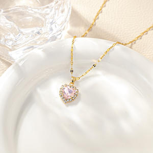 Joyería de lujo ligera de moda, collar con abalorio de circón y corazón para mujer, venta al por mayor, regalo de joyería para el Día de San Valentín - Product Image 5