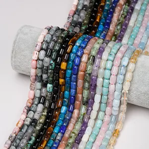 Natural Stone Crystal Cylindrical Tube Beads 6*10mm Round Tube Beaded DIY Jewelry Accessories Bracelet Bead