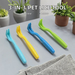 Extracteur de tiques et puces léger 3-en-1 à double dents, réutilisable, pour animaux de compagnie, outil de nettoyage vétérinaire pour tous les animaux - Product Image 2