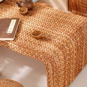 Juego de Mesa Baja Estilo Japonés - Mesa y Silla de Tatami de Jacinto de Agua Tejidos a Mano, Ecológicos, Precio Económico - Product Image 2