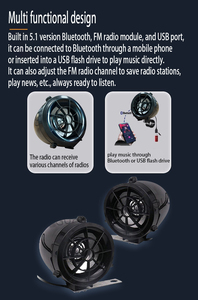 Hot Selling Motorrad lautsprecher Benutzer definierter MP3-Player Motorrad Multifunktion aler 3-Zoll-Motorrad-BT-Lautsprecher mit Alarmsystem - Product Image 4