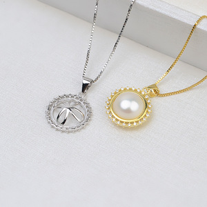 Ensemble de pendentifs et boucles d'oreilles en argent S925 avec perle, accessoires de bijoux DIY pour femmes, plateau vide et produit semi-fini - 1317 - Product Image 4