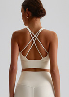Vêtements de Pilates en gros pour femmes, haut de sport respirant brossé à dos croisé, soutien-gorge de sport rembourré avec coussinets amovibles