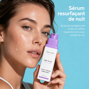 Suero Reparador Nocturno de Marca Privada, Reduce la Congestión, Hidratación Profunda, Repara el Daño de la Piel, Para Todo Tipo de Piel, Exosomas, AHA - Product Image 5