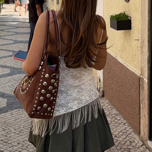 Camisola con cuello en V y encaje para mujer, estilo Y2K, con flecos asimétricos, top informal para vacaciones - Product Image 4