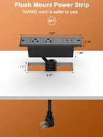 Kit de prises encastrées US pour meubles avec câble à ressort, multiprise encastrée avec PD 20W USB-C, prise de courant encastrée pour conférence