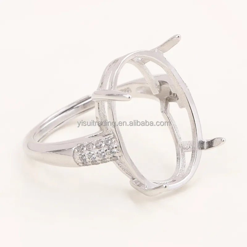 Customized 925 Sterling Ring Base Without Stones Silver Ring Mounting