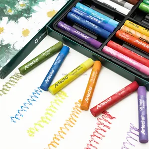 24幅鲜艳的彩色艺术丝滑油画蜡笔棒最佳儿童玩具蜡笔Fo爱好和专业绘画