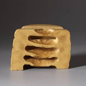Bamboo Root Business <b>Card</b> Holder Desktop <b>Card</b> <b>Display</b> <b>Stand</b> Yellow 11x10cm Home Use - Product Image 4