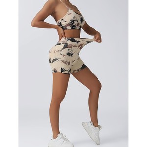 TY กางเกงออกกำลังกายมัดย้อมเอวสูงสำหรับผู้หญิง, กางเกงโยคะกลางแจ้ง3จุดเอวสูงผ้าพีช - Product Image 4