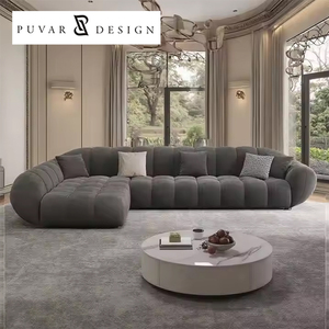Ý Tối Giản Đám Mây Cánh Hoa L-Hình Cắt Hiện Đại Vải Grey Modular Phòng Khách <span class=keywords><strong>Sofa</strong></span> Đặt Đồ Nội Thất - Product Image 1