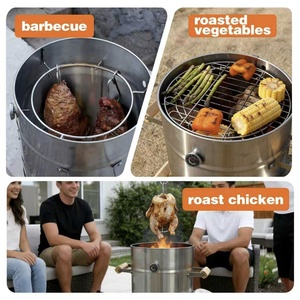 <span class=keywords><strong>Barbecue</strong></span> portable DA-Dinithron, gril en acier inoxydable multi-combustibles, adapté au <span class=keywords><strong>bois</strong></span> et au charbon <span class=keywords><strong>de</strong></span> <span class=keywords><strong>bois</strong></span>, pour la cuisson en plein air dans la cour. - Product Image 5