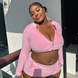 Set Due Pezzi Personalizzato con Logo Ricamato per <span class=keywords><strong>Donna</strong></span>, Abbigliamento in Spugna, Giacca con Zip e Pantaloncini, <span class=keywords><strong>Tuta</strong></span> <span class=keywords><strong>Sportiva</strong></span> in Due Pezzi per <span class=keywords><strong>Donna</strong></span> - Product Image 2