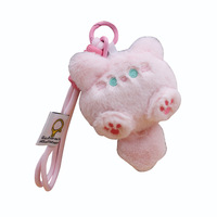 Porte-clés 3D mignon avec queue de chat, lanière en peluche, pendentif pour filles et femmes
