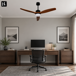 Ventilateur de plafond LED moderne en bois courbé à 3 pales pour chambre à coucher, salon, salle à manger et décoration intérieure contemporaine - Product Image 1