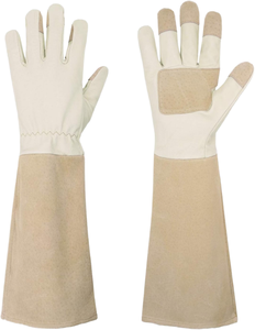 Gants de jardinage en cuir respirants anti-épines, ambidextres, pour la taille des roses - Product Image 1