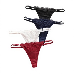 String sexy respirant à nœud papillon et dentelle, taille basse, avec ceinture fine réglable pour femme - Product Image 1