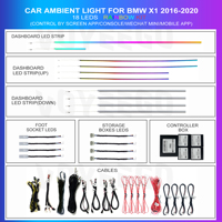 Fabricante YZG, luz ambiental Multicolor para coche, luz LED para techo de coche para BMW X1 F48 2016-2020, luces ambientales interiores para coche