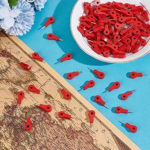 Puntine Decorative in Legno Rosso per Mappe, Chiodini per Mappe di Viaggio, Puntine per Bacheche e Mappe di Viaggio - Product Image 2