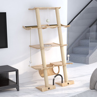 Étagère murale pour chat en bois de luxe de style japonais, facile à installer, griffoir pour chat, design écologique, pas de vis nécessaires, petite taille
