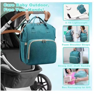 Sac à langer de luxe pliable grande capacité avec station de change intégrée, sac à dos pour bébé et maman - Échantillon gratuit - Product Image 5