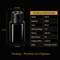 Diffuseur d'arômes pour voiture YUEHANGTC 160 ml, alimentation USB-C, brume ultrasonique, éclairage LED, options de parfum écologiques, automatique