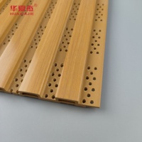 Panneau mural cannelé WPC moderne pour la vente en gros, panneau décoratif perforé WA PVC, grain de bois, pour appartement et hôtel, étanche, ignifuge, écologique