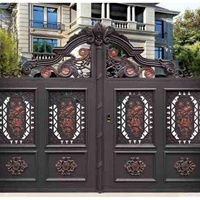Porte de cour de villa européenne en acier inoxydable/aluminium, porte plate artistique pour usage résidentiel, usinée par CNC, marque XBM, modèle XBM-25113