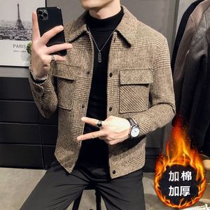 Chaqueta <span class=keywords><strong>de</strong></span> Cuello Alto Otoño/Invierno 2025, Chaqueta Casual Coreana a <span class=keywords><strong>Cuadros</strong></span> <span class=keywords><strong>de</strong></span> Alta Calidad con Múltiples Bolsillos, Corte Entallado - Product Image 3