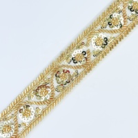Ceinture de mariage vintage de luxe, écologique, faite à la main, avec décorations de sequins, perles dorées, dentelle, garniture florale en maille, sexy et classique