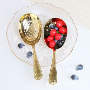 ช้อนเสิร์ฟสไตล์อเมริกัน Shiny-Jh ประดับลูกปัด ทำจากสแตนเลส 18/10 ผิวสัมผัสแบบตอกลาย ช้อนตักซุปขนาดใหญ่ ปากลึก สำหรับตักโจ๊กหรือ - Product Image 1
