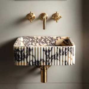 Lavabo de Piedra Natural Calacatta <span class=keywords><strong>Viola</strong></span> Morado, Encimera de Baño, Revestimiento de Paredes y Pisos de Piedra Natural, Tablero de Mesa de Comedor - Product Image 3