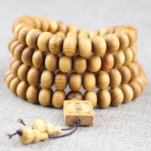 Bracelet de perles Abacus en cyprès huilé de haute qualité, 108 perles 8x12mm, bijoux en bois vieilli, origine Hangzhou - Product Image 3
