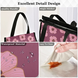 Bolsa Térmica para Almuerzo con Diseño Hawaiano de Flor de Hau Rosa, Bolsa Reutilizable para Preparación de Comidas, Bolsa Térmica con Velcro - Product Image 3