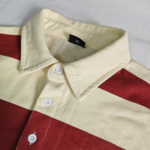 Polo personalizado de alta calidad, camiseta <span class=keywords><strong>a</strong></span> <span class=keywords><strong>rayas</strong></span> de manga larga de gran tamaño y peso pesado, camiseta Polo de Rugby para hombres - Product Image 4