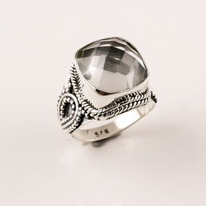 แหวนพลอยอเมทิสต์แบบเหลี่ยมเพชรพลอยธรรมชาติทำมือ925แหวนเงินสเตอร์ลิงเครื่องประดับเงินคุณภาพดี - Product Image 2