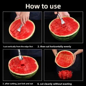 Hai đầu thép không gỉ dưa hấu cắt ngã ba hướng dẫn sử dụng đa chức năng trái cây Divider cho bột giấy cắt nhà bếp công cụ - Product Image 2