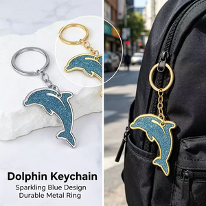OEM custom design factory price Glitter Dolphin Keychain Zinc Alloy Metal Fashion Accessory for <b>Backpacks</b> and Bags - Product Image 4