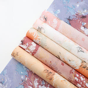 Papel de regalo de ramo Floral Dream Garden-Peony Flower Oil Painting Style Virgin Pulp-Papel de regalo con flores de ensueño - Product Image 3