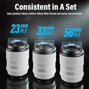 مجموعة عدسات تركيز تلقائي SIRUI للقناص، 23مم، 33مم، 56مم، F1.2 زاوية واسعة عدسات كاميرا APS-C (جبل E، أبيض) - Product Image 4